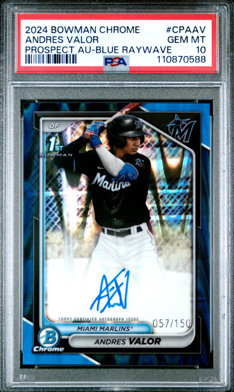 ANDRES VALOR 2024 Bowman Chrome 1st Blue Refractor Auto 012/150 PSA 10 GEM MINT
