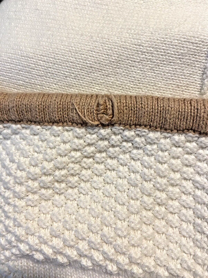 IKEA Manta Bebé Conejito Jirafa Zanahoria Gato Blanco Tostado Borde Tejido Suéter Foto 4 de 4