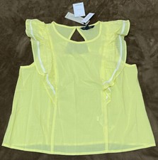 NWT Banana Republic Tops Size PS Sheer Ruffle Lace Sleeveless Crop Blouse Yellow