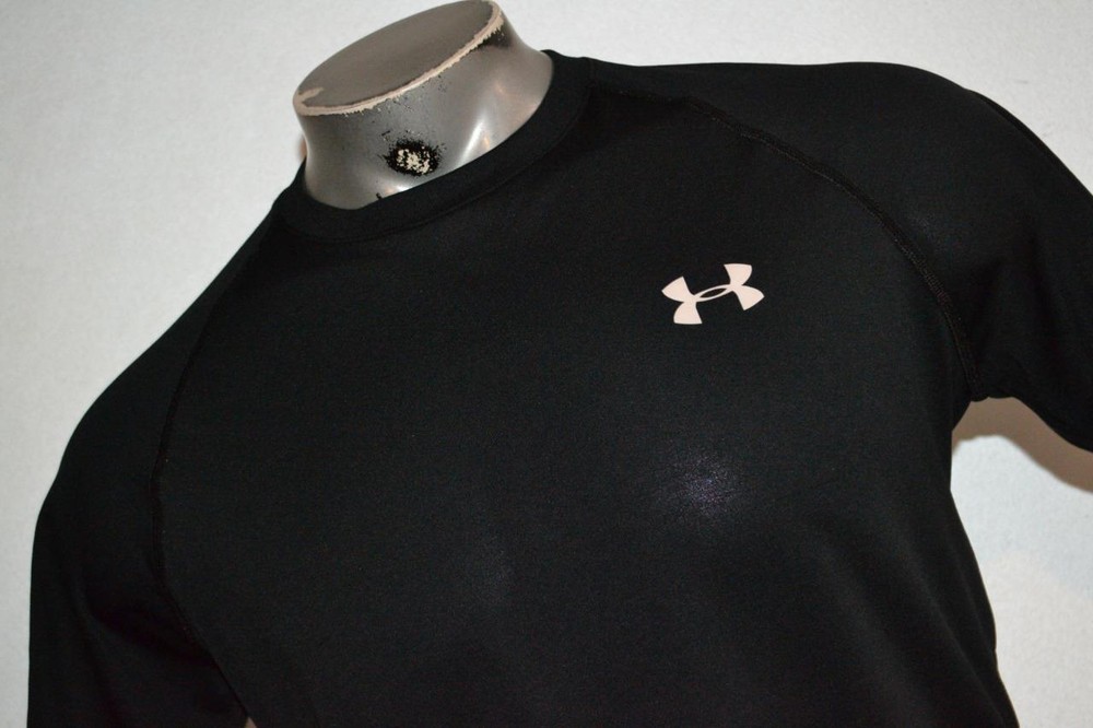34676 Under Armour Gym Shirt Athletic Black Polyester Size Medium Mens