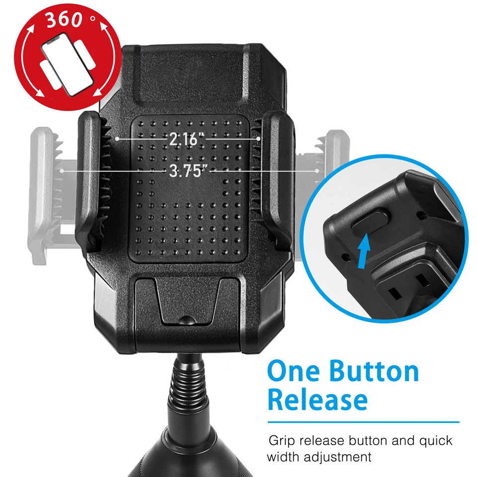 Universal Cup Holder Car Mount Phone stand 360° Adjustable Cradle for Cell Phone - Image 3 of 4