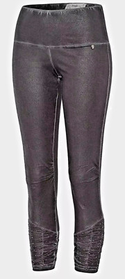 TREDY Stretch Hose Legging Magnet Grau Raffung Strass Glitzer XXL 48 NEU