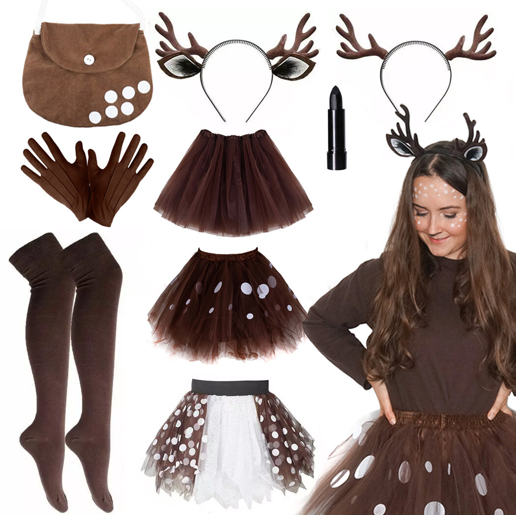 Rehkitz Reh Accessoires Kostüm Verkleidung Tutu Fasching Haarreif Geweih Zubehör