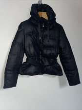 Absolutely Gorgeous Zara Duck Down Jacket Sz Eu L Charcoal Belted Removable Hood