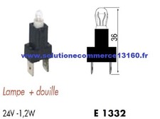Lot 2 Indicator Lamp + Socket 24V 24 Volts 1.2W E1332 Dashboard Cart