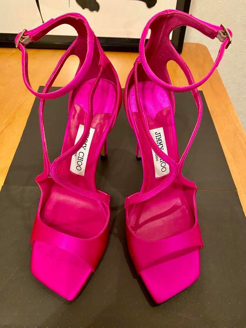 JIMMY CHOO Satin High Heel Sandals Mules Pumps Shoes Women 36 1 2