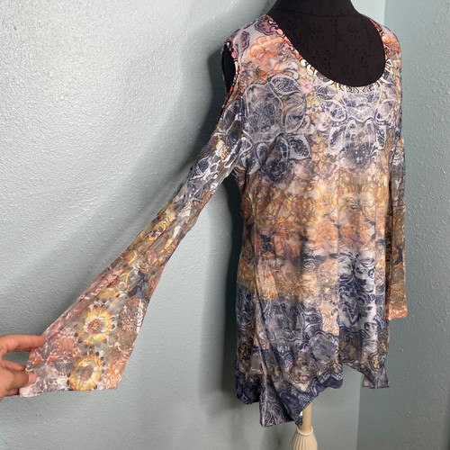 Camicia blusa tunica Belle Epoque top donna TAGLIA XL foderata in pizzo autunno boho anni 70 - Foto 6 di 11
