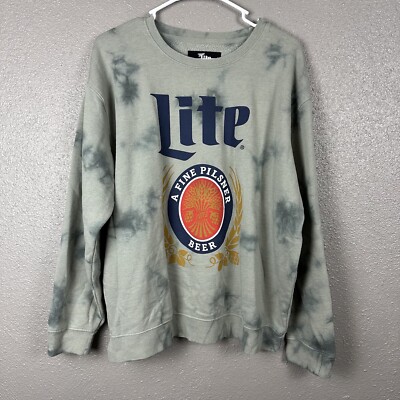 Miller Lite Pilsner Beer Sweatshirt Unisex Large Long Sleeve Pullover Tie  Dye