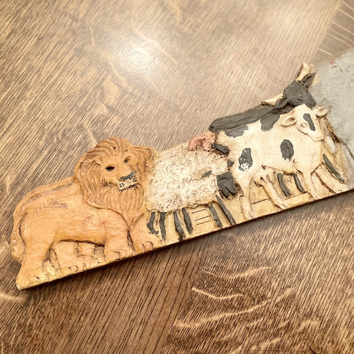Vintage Primitive Noah's Ark Wall Hang Hand Carved & Painted