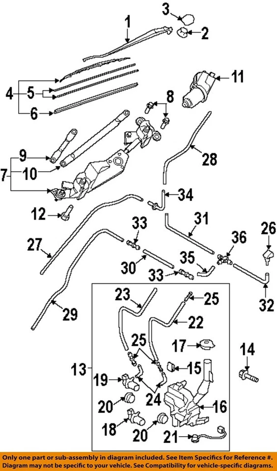 Used Washer Fluid Reservoir fits: 2014 Mazda CX-9 large capacity level sensor Gr - Image 3 of 4