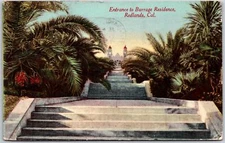 Redlands California CA, 1923 Entrance to Burrage Residence, Vintage Postcard