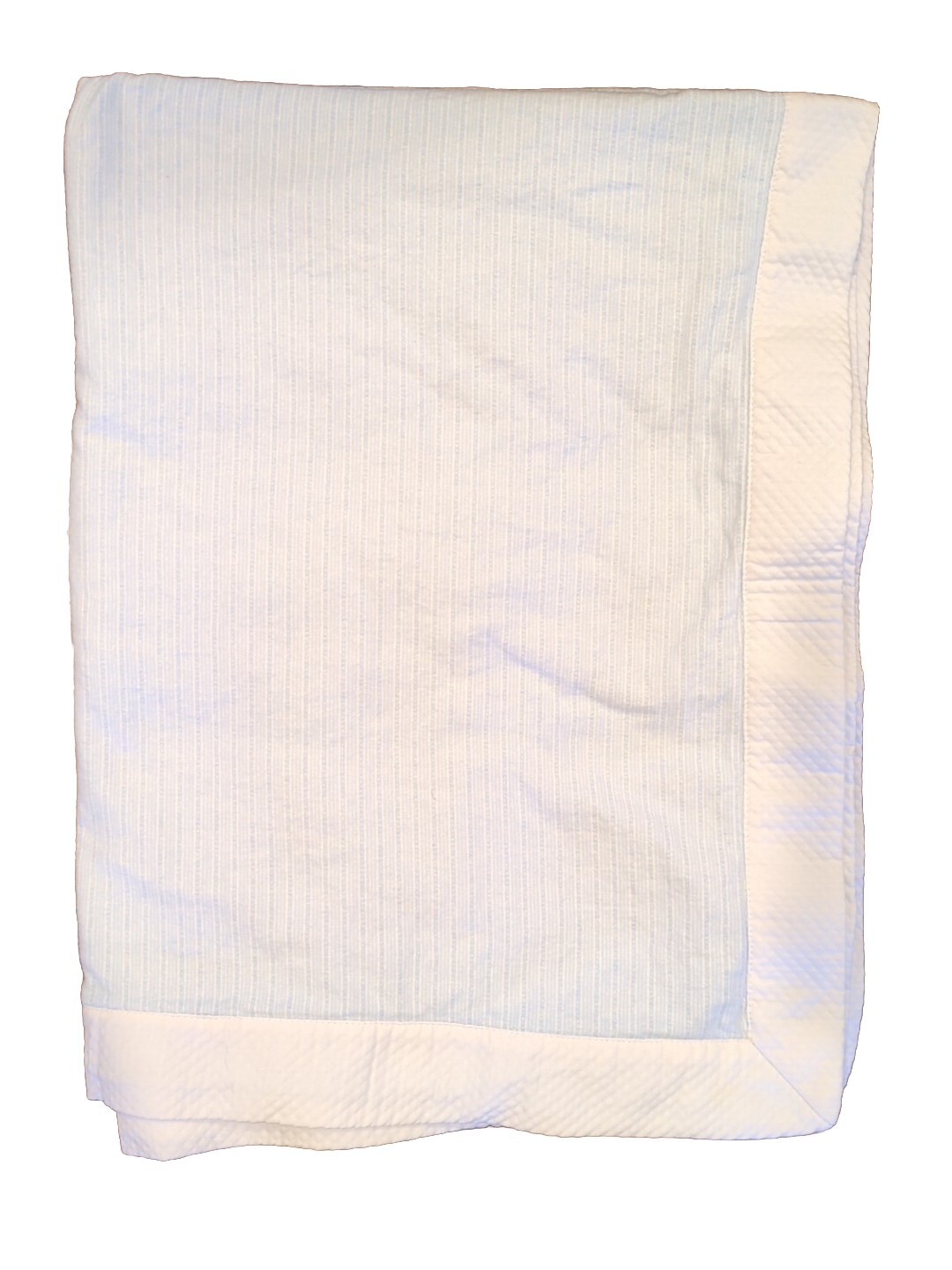 Peacock Alley Blue Blanket Flannel Baby Stripes White Waffle Edge Boy