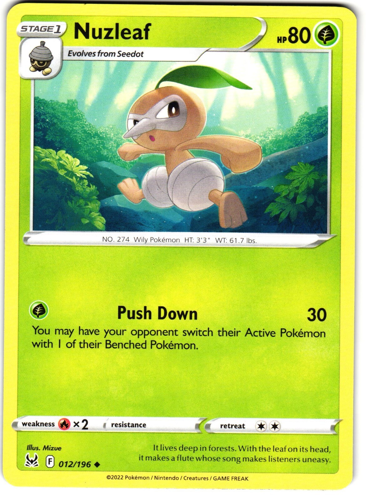 Nuzleaf 12/196 Pokemon SWSH: Lost Origin