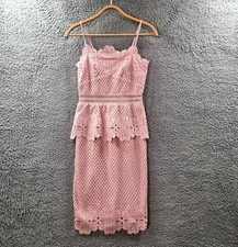 Knight Angel Womens Pencil Dress Size 8 Pink Lace Sleeveless Knee Length