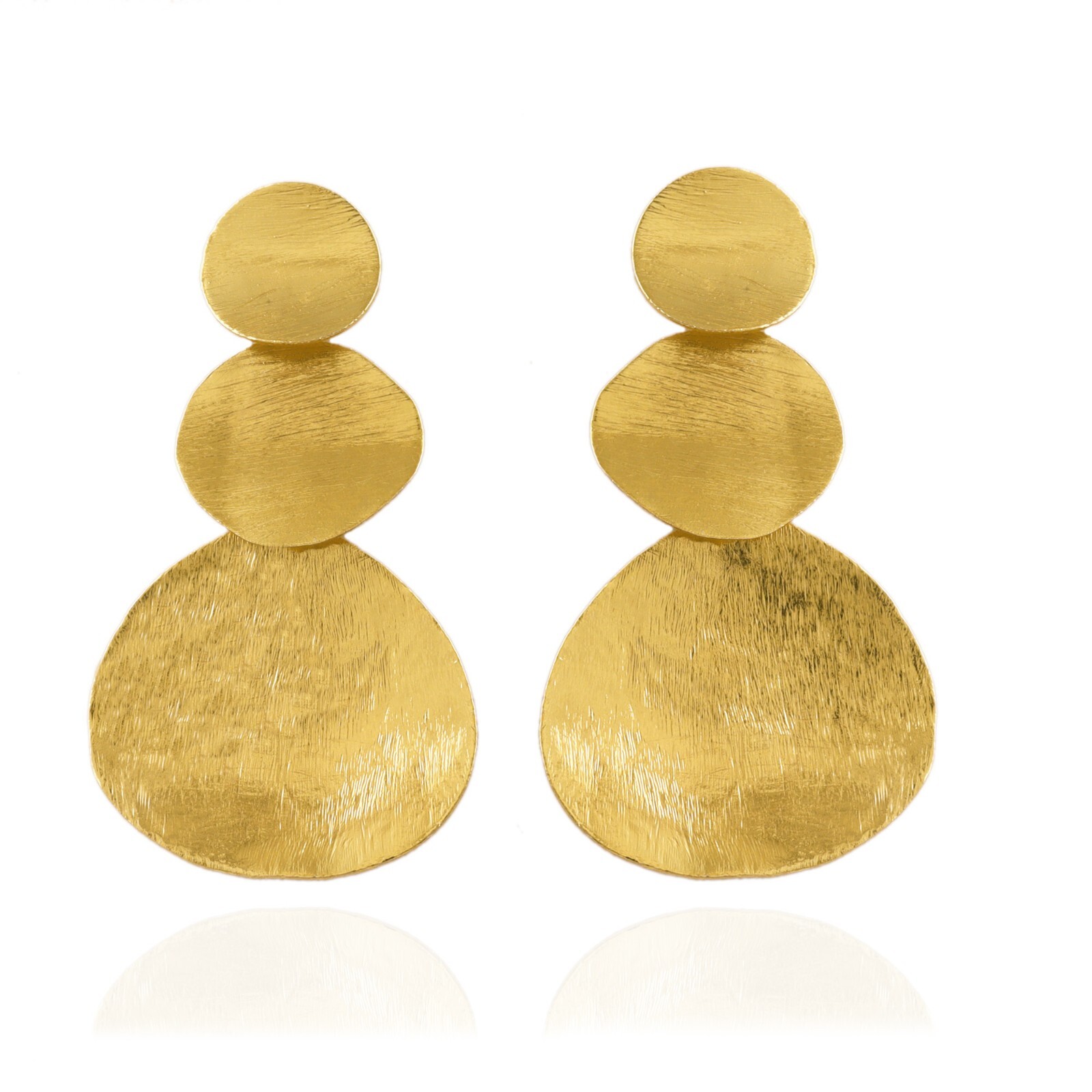 Statement Earring Brushed Finish Gold Plated Matte Finish Drop Dangle Earring-image