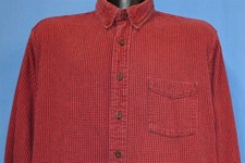 vintage 90s LL BEAN RED BLACK GINGHAM COTTON FLANNEL MEN'S BUTTON DOWN SHIRT L