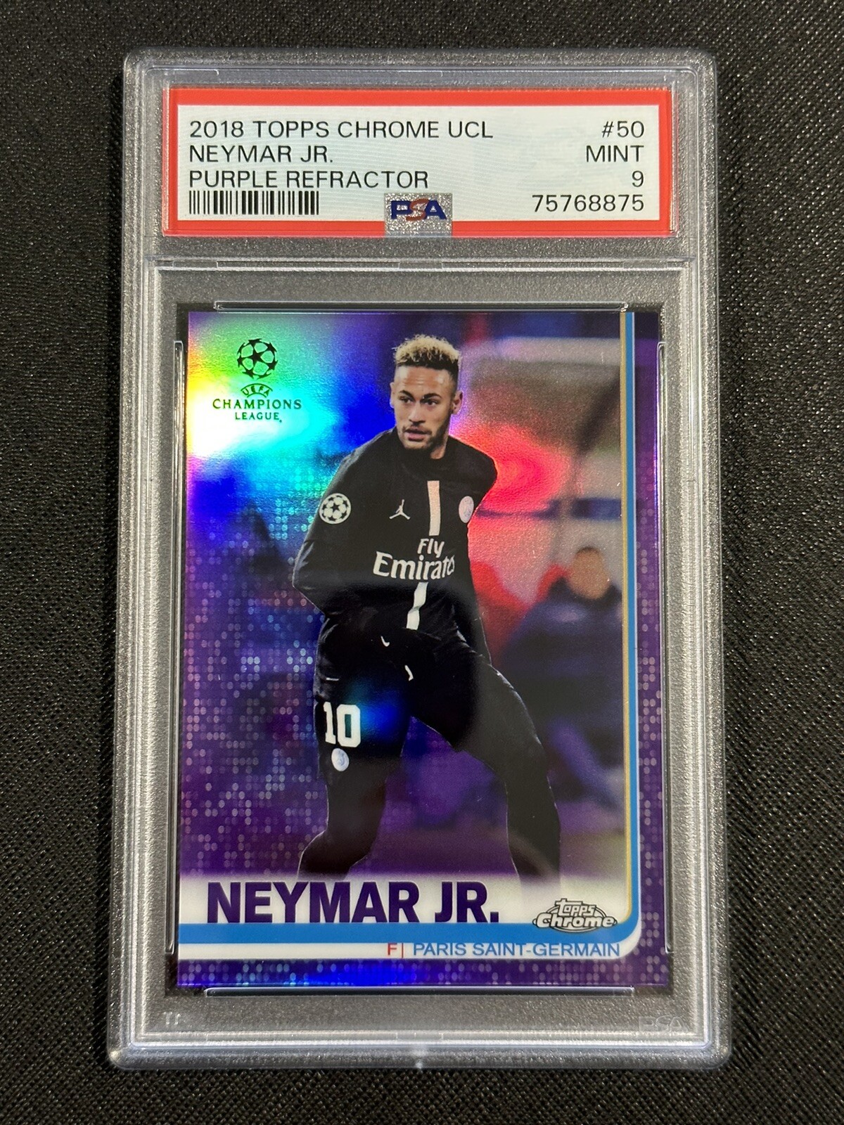 2018-19 Topps Chrome UCL Neymar Purple Refractor /250 PSA 9 Mint