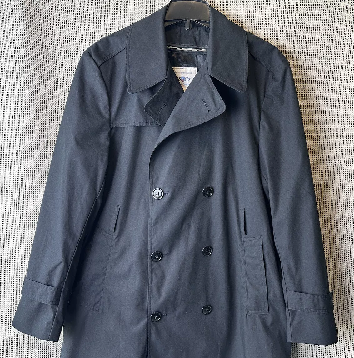 DSCP American Apparel Mens 40R Black Shade 385 All Weather Army Trench Coat USA