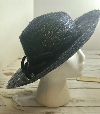 swan. hat dressy church formal green blue black shimmery 
