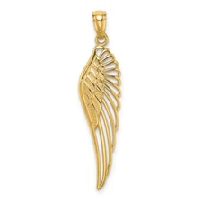 14k Yellow Gold Angel Wing Pendant 0.85g Gift for Mother