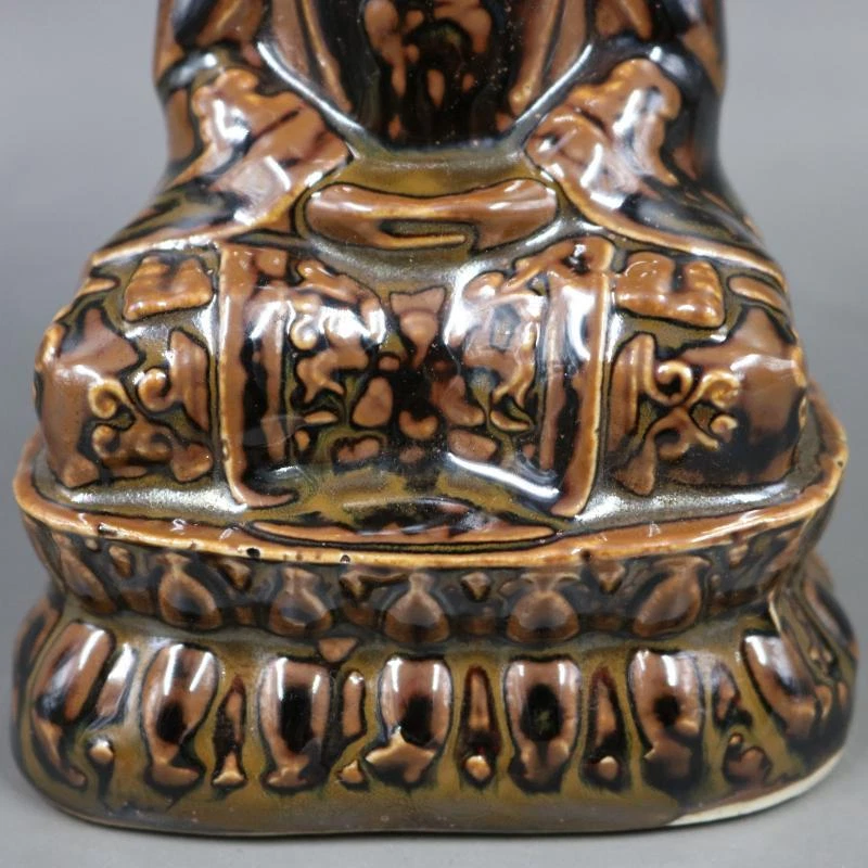 Estatuilla china de porcelana esmaltada Qing Kangxi Zijin Buda Tathagata Rulai estatua Foto 2 de 4