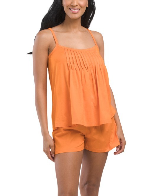 NWT HANRO Juliet WOMEN'S  PAJAMA SET 2 Tangerine Orange XS 100% Cotton