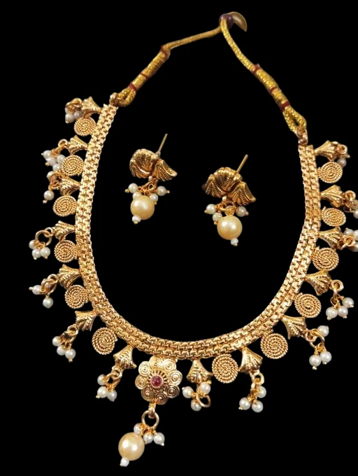 Südindische 22K Fancye Halskette Bollywood Gold Plattierte Brautmode Schmuckset