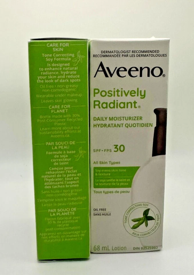 NEW! 2X! Aveeno Positively Radiant Daily Moisturizer SPF 30. New. 2.3oz Exp 2026 - Image 2 of 3