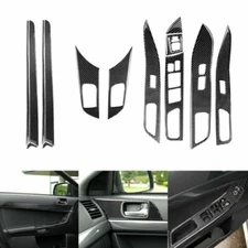 15Pcs Carbon Fiber Door Kit Interior Cover Trim For Mitsubishi Lancer 2008-2015
