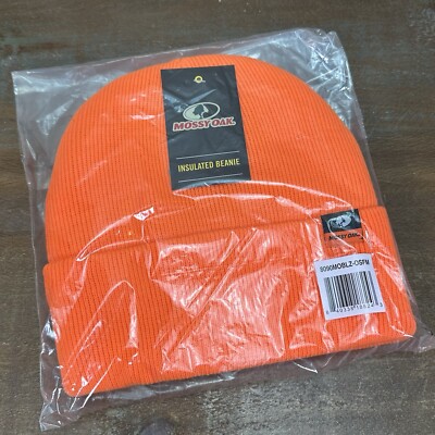 NWT Authentic Mossy Oak Blaze Insulated Beanie Hat Hunting Cap Bright Orange O/S