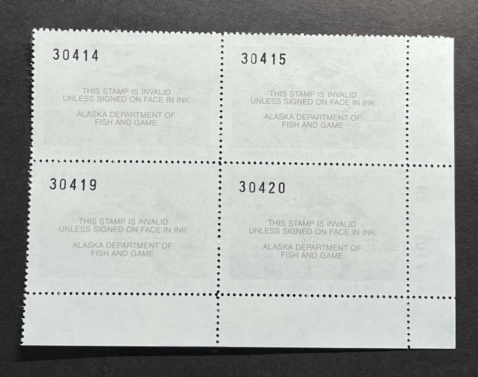 WTDstamps - 1986 ALASKA - Block - State Duck Stamp - Lot1 - Mint OG NH  - Image 2 of 2