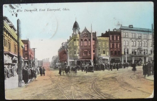 LIVERPOOL OH OHIO MENSCHENMASSEN IM DIAMANTEN VINTAGE POSTKARTE 1912 101420 P - Bild 1 von 3