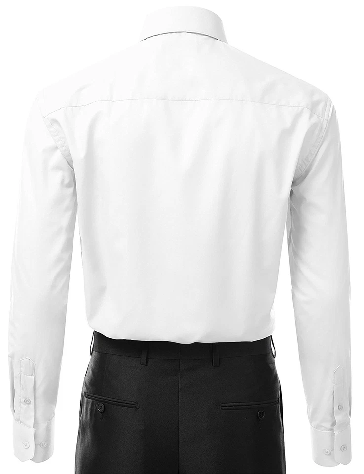 Camisa de Vestir Berlioni Italia Para Hombre Premium Francesa Convertible Puño Sólido Blanca Foto 3 de 4