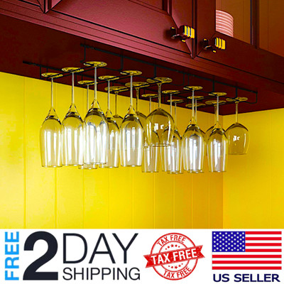 Glass Rack Under Cabinet Hanger Wine Holder Stemware Bar Kitchen