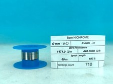 200ft / 60m NICHROME Nikrothal 48AWG 0.03mm 1471 O/m 448 O/ft Resistance WIRE