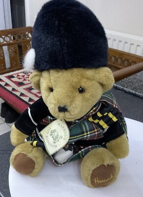 Harrods Traditional Plush Teddy Bear Soft Toy Scottish Piper