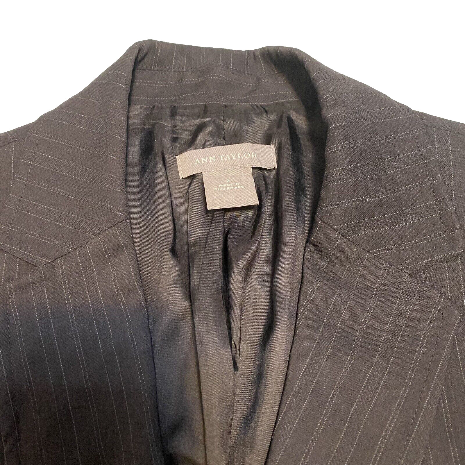 ANN TAYLOR jacket Size 2 Solid Black Dark Charcoa… - image 3