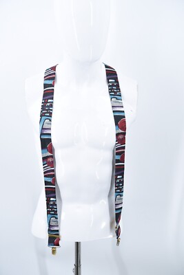 Pelican USA Abstract Art Clip On Y Back Adjustable Dress Silk Suspenders Braces