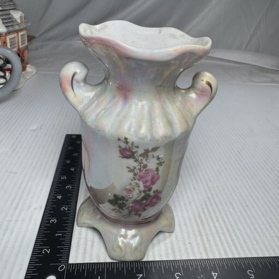 Vintage Iridescent Rococo Rose Vase, Also Known As A Lusterware Vase.