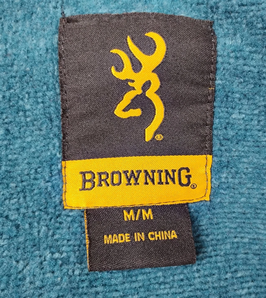 Suéter Pullover Bolsillos Browning Buckmark Logo Polar Para Hombres Talla M Azul Teal Usado en Excelente Condición Foto 4 de 4