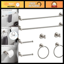 Brushed Nickel Bathroom Hardware Set - 8-Piece Accessory Set with Towel Bar