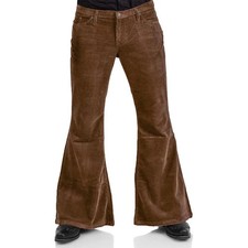 Mens Corduroy Flares Bell Bottoms Retro 60s 70s Flared Trousers Hippy Mod