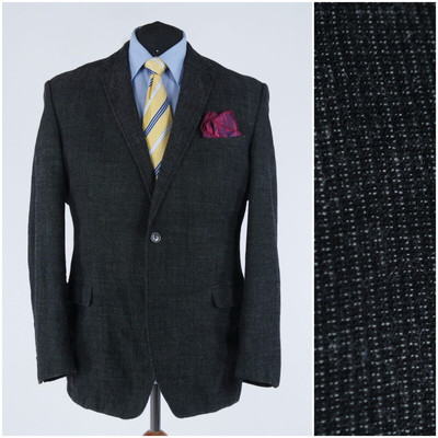 Mens Knitted Sport Coat 46R US Size DIGEL Check Grey Wool Blazer Jacket