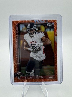 2025 Topps Chrome Bijan Robinson #16 Orange Pigskin Leather Refractor /25