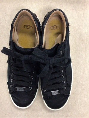 UGG Milo Spill Seam Trainer Sneakers Women s Size 7 Black Satin- Brand New
