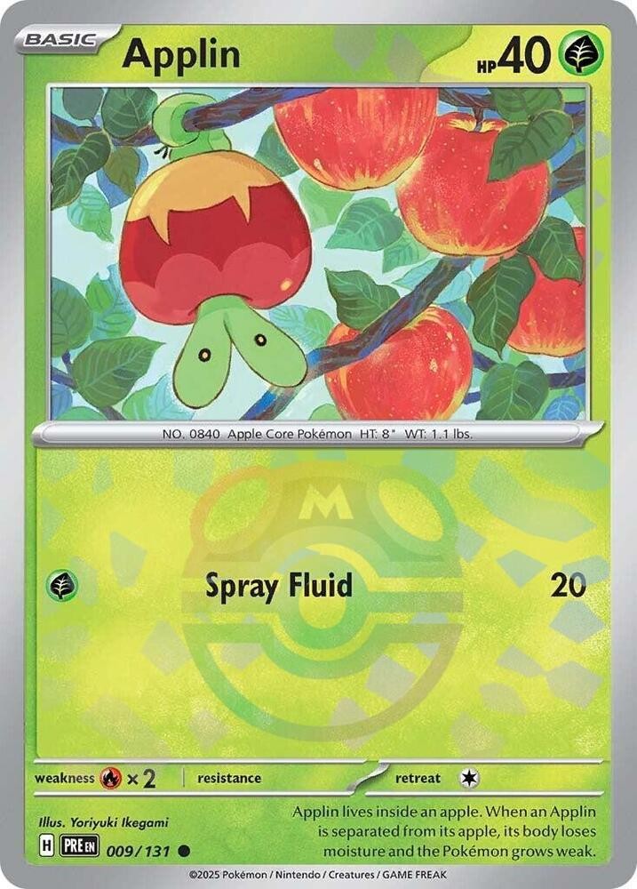 APPLIN 009/131 PRISMATIC EVOLUTIONS POKEMON (MASTER BALL HOLO, NM)