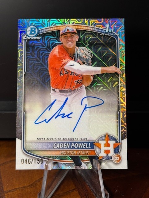 2025 Bowman Chrome CADEN POWELL HTA Choice Refractor Auto /150 Astros 1st Bowman