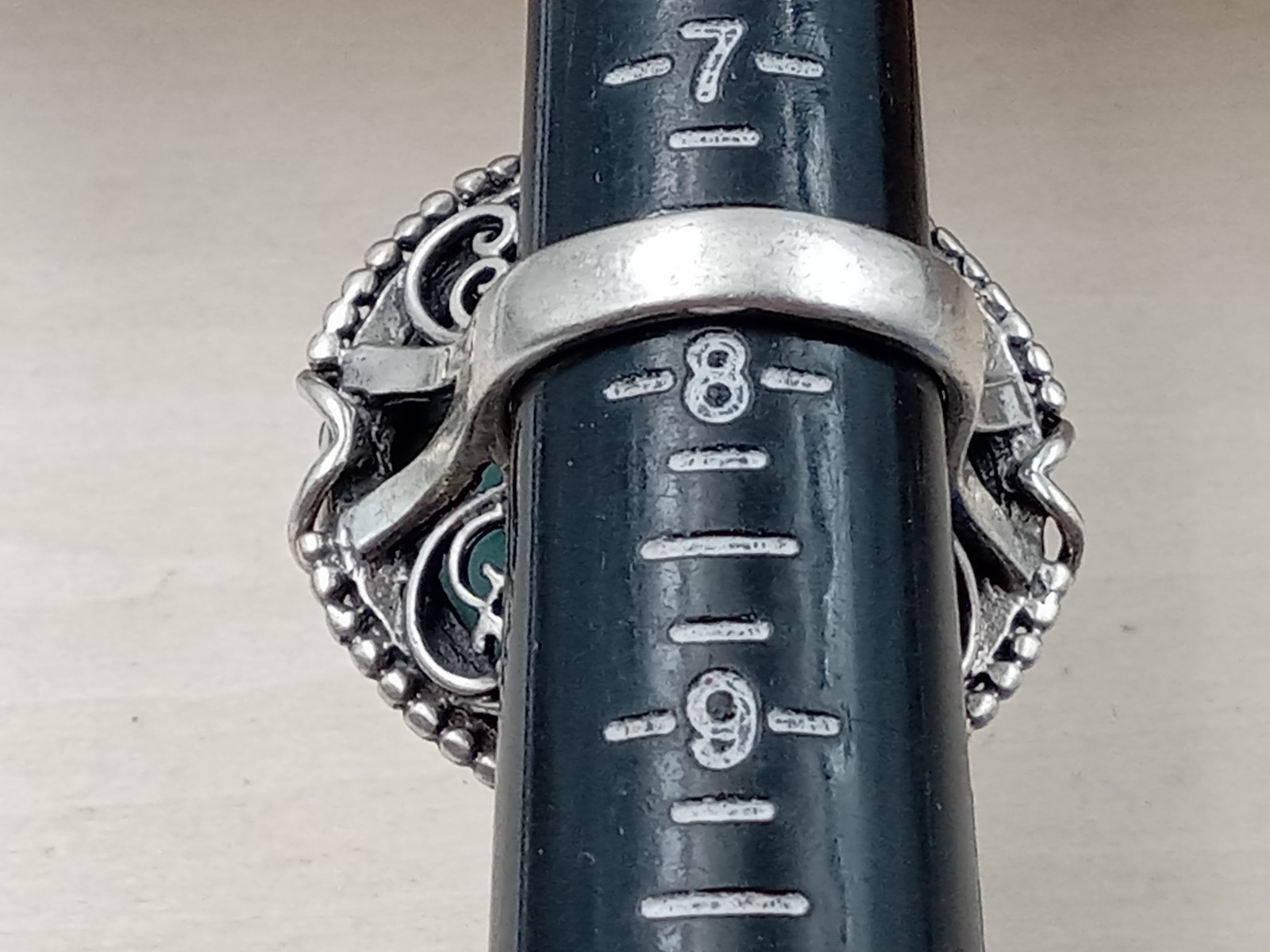 Statement Sterling Silver Ring 1.3" Diameter Faux… - image 8