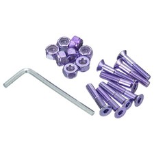 Skateboard Hardware Kit 1" Mounting Screws Bolts Nuts Set with Spanner, Purple
