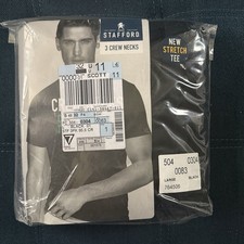 Stafford Crew Neck TShirt T-Shirt Undershirt - 3 Pack, Black, LARGE
